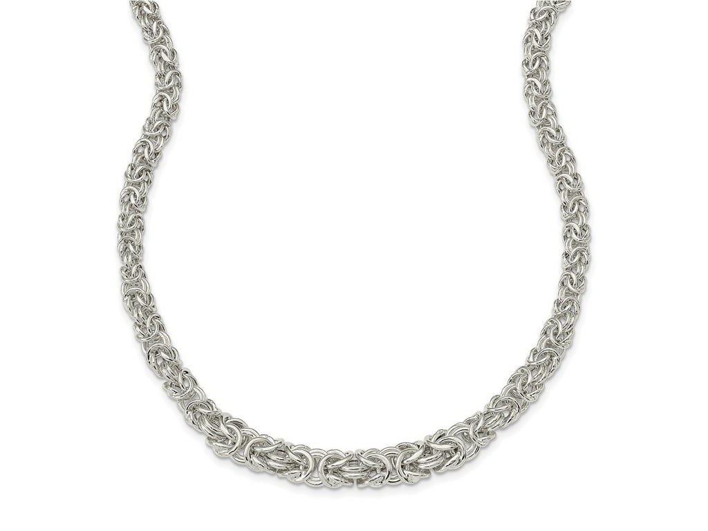 FJC Finejewelers 925 Sterling Silver Polished Byzantine Graduated Link Necklace 17 Inches x 10.4 - 6.2 mm