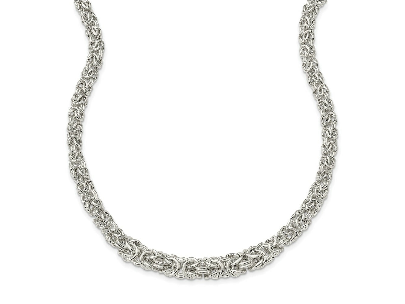 FJC Finejewelers 925 Sterling Silver Polished Byzantine Graduated Link Necklace 17 Inches x 10.4 - 6.2 mm