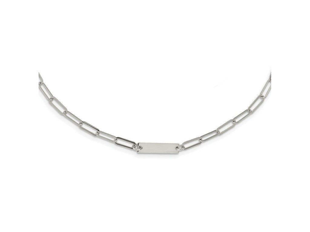 FJC Finejewelers 925 Sterling Silver Fancy  Polished Bar with 2in ext. Necklace 19 Inches x 4 mm