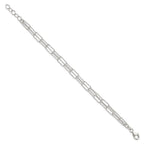 FJC Finejewelers 925 Sterling Silver  Two Bright Cut Fancy Link with 1 in ext Bracelet 7 Inches x 3.19 mm