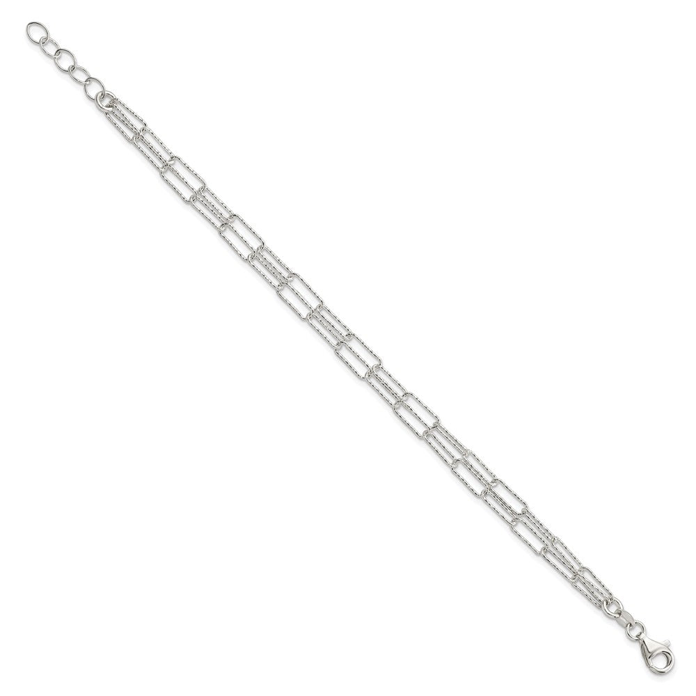 FJC Finejewelers 925 Sterling Silver  Two Bright Cut Fancy Link with 1 in ext Bracelet 7 Inches x 3.19 mm