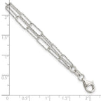 FJC Finejewelers 925 Sterling Silver  Two Bright Cut Fancy Link with 1 in ext Bracelet 7 Inches x 3.19 mm