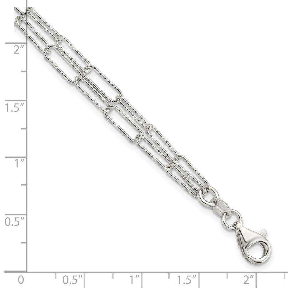 FJC Finejewelers 925 Sterling Silver  Two Bright Cut Fancy Link with 1 in ext Bracelet 7 Inches x 3.19 mm