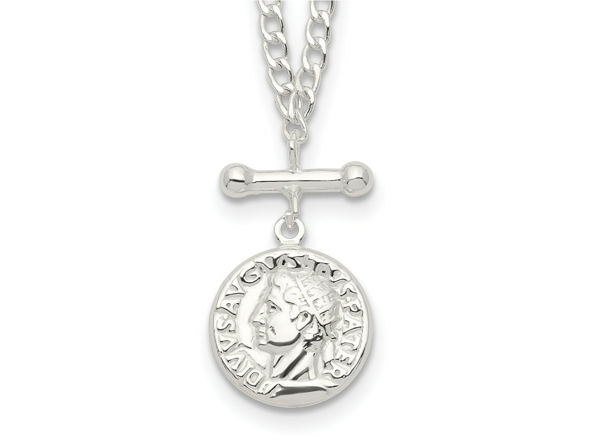 FJC Finejewelers 925 Sterling Silver Fancy Replica Roman Coin Necklace 18 Inches x 14 mm