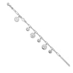 FJC Finejewelers 925 Sterling Silver Fancy Polished Coin Charm with 1in ext. Bracelet 6.75 Inches x 12 mm