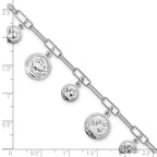 FJC Finejewelers 925 Sterling Silver Fancy Polished Coin Charm with 1in ext. Bracelet 6.75 Inches x 12 mm