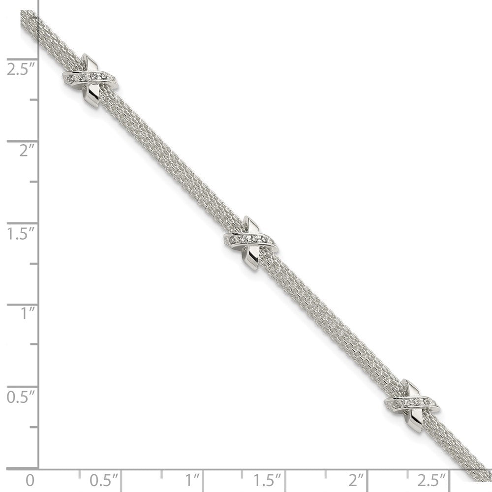 FJC Finejewelers 925 Sterling Silver Fancy  Polished CZ XS with 1 in ext Bracelet 7.25 Inches x 5.34 mm