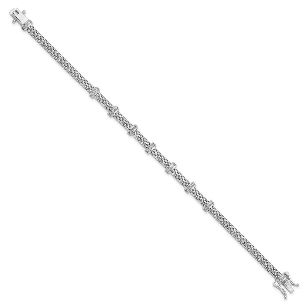 FJC Finejewelers 925 Sterling Silver Fancy Rhodium Plated Polished CZ Bracelet 7.5 Inches x 6.34 mm