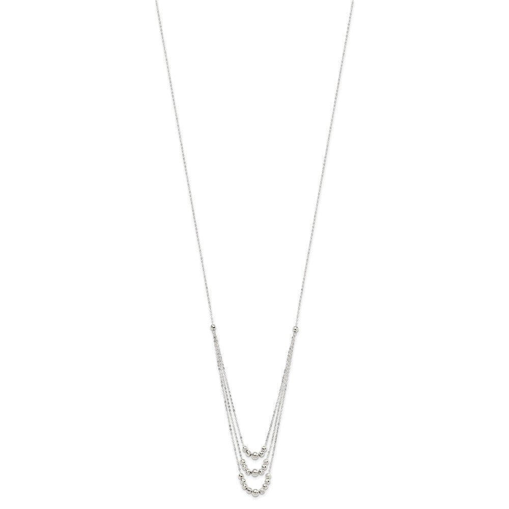 FJC Finejewelers 925 Sterling Silver Bright Cut Fancy Polished 3-Strand Beaded Necklace 16 Inches x 4 mm