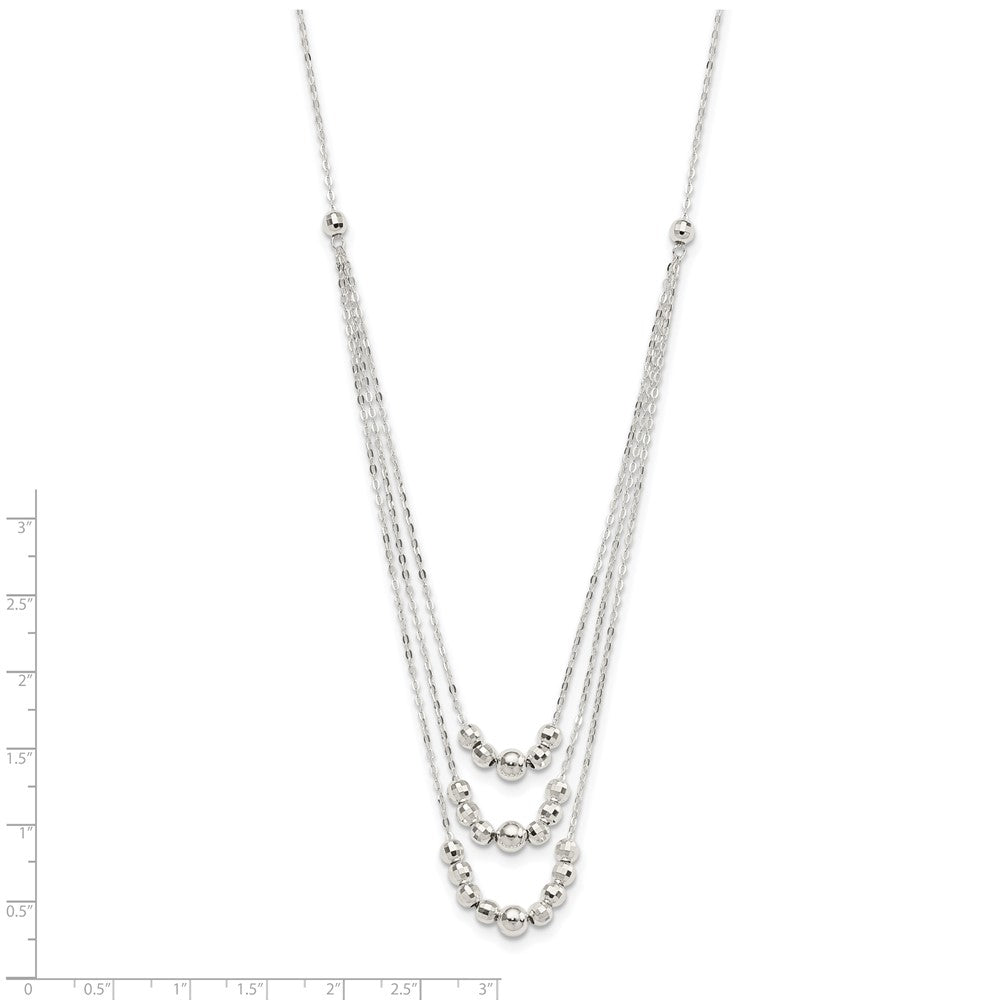 FJC Finejewelers 925 Sterling Silver Bright Cut Fancy Polished 3-Strand Beaded Necklace 16 Inches x 4 mm