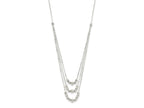FJC Finejewelers 925 Sterling Silver Bright Cut Fancy Polished 3-Strand Beaded Necklace 16 Inches x 4 mm