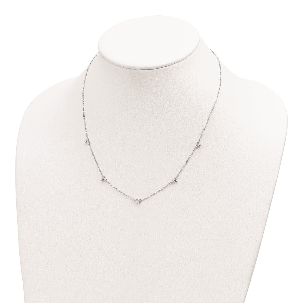 FJC Finejewelers 925 Sterling Silver Fancy  Polished CZ 5 Stations Necklace 18 Inches x 4 mm