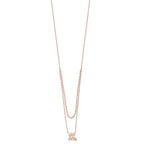 FJC Finejewelers 925 Sterling Silver Rose-tone Love You More Two Strand 16 inch Necklace 16 Inches x 12 mm