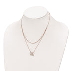 FJC Finejewelers 925 Sterling Silver Rose-tone Love You More Two Strand 16 inch Necklace 16 Inches x 12 mm