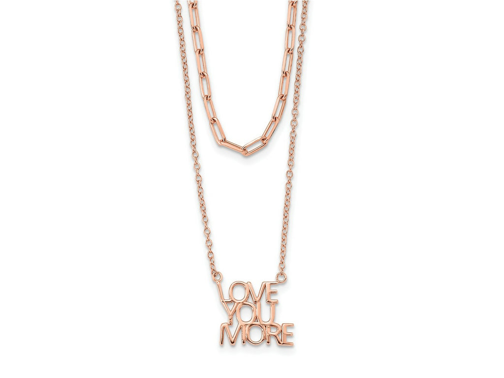 FJC Finejewelers 925 Sterling Silver Rose-tone Love You More Two Strand 16 inch Necklace 16 Inches x 12 mm