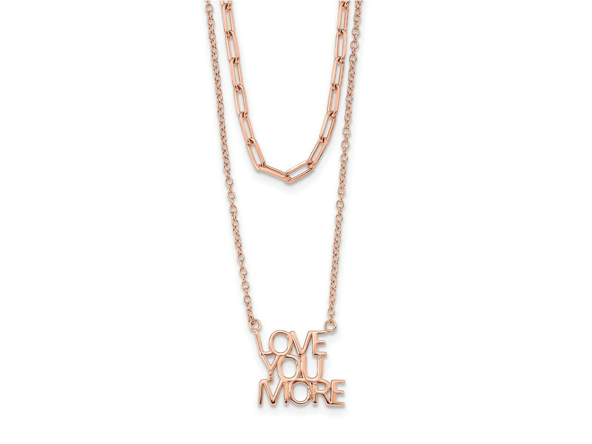 FJC Finejewelers 925 Sterling Silver Rose-tone Love You More Two Strand 16 inch Necklace 16 Inches x 12 mm