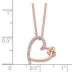 FJC Finejewelers 925 Sterling Silver Polished Rose-tone CZ Heart 18in Necklace 18 Inches x 12 mm