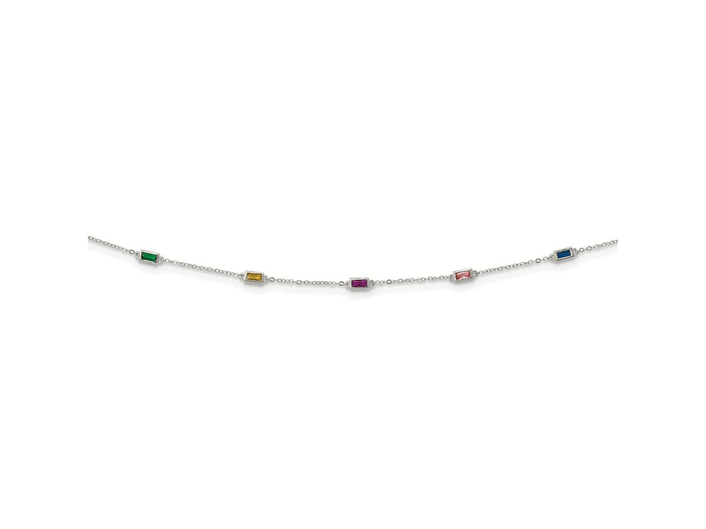 FJC Finejewelers 925 Sterling Silver Rhodium Plated Polished Multicolor CZ Necklace 18 Inches x 5 mm