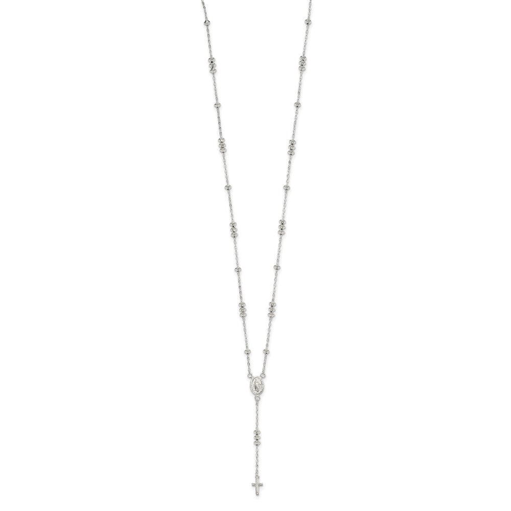 FJC Finejewelers 925 Sterling Silver Mary and Cross Y-drop 1.75in ext. Necklace 19 Inches x 10 mm