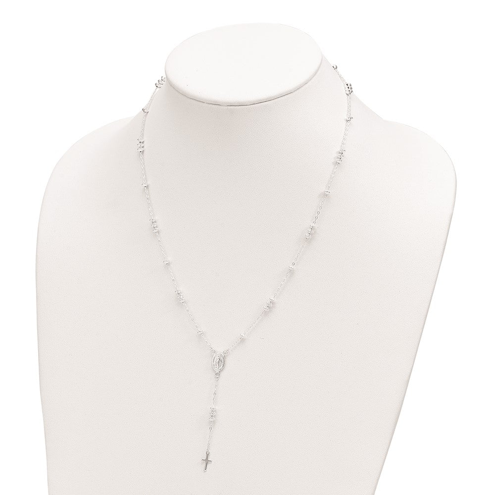 FJC Finejewelers 925 Sterling Silver Mary and Cross Y-drop 1.75in ext. Necklace 19 Inches x 10 mm