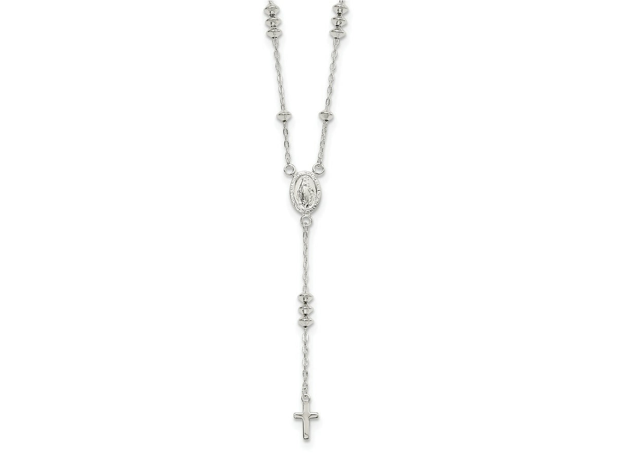 FJC Finejewelers 925 Sterling Silver Mary and Cross Y-drop 1.75in ext. Necklace 19 Inches x 10 mm