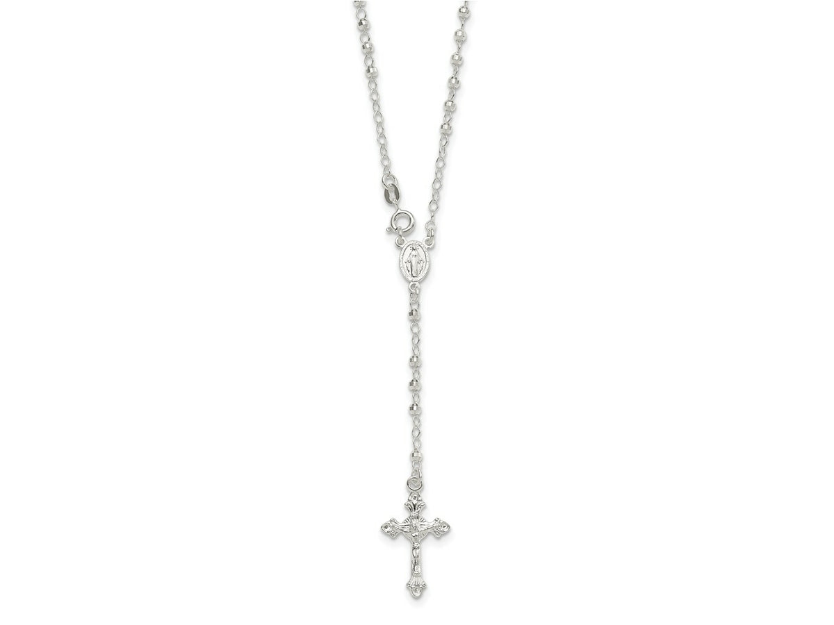 FJC Finejewelers 925 Sterling Silver Rhodium Plated Polished with Clasp Rosary 21 Inches x 16 mm