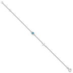 FJC Finejewelers 925 Sterling Silver  CZ Enamel Cross with Eye 6.5in with 1in ext Bracelet 7.5 Inches x 5.6 mm