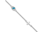 FJC Finejewelers 925 Sterling Silver  CZ Enamel Cross with Eye 6.5in with 1in ext Bracelet 7.5 Inches x 5.6 mm