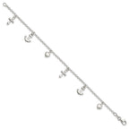FJC Finejewelers 925 Sterling Silver Cross, Anchor, Heart Bracelet 7.5 Inches x 9 mm