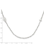 FJC Finejewelers 925 Sterling Silver Medal/Cross with 1.5in ext. Rosary Necklace 16 Inches x 7 mm