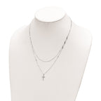 FJC Finejewelers 925 Sterling Silver Fancy Cross Double Strand Necklace 16 Inches x 9 mm
