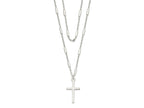 FJC Finejewelers 925 Sterling Silver Fancy Cross Double Strand Necklace 16 Inches x 9 mm