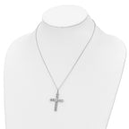 FJC Finejewelers 925 Sterling Silver Rhodium Plated Polished CZ Cross Necklace 18 Inches x 28 mm