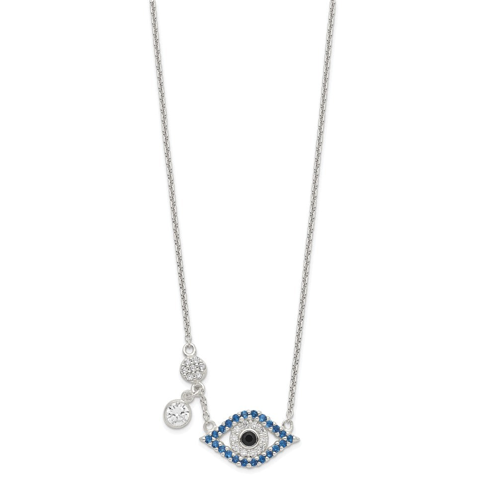 FJC Finejewelers 925 Sterling Silver Polished CZ Evil Eye Necklace 18 Inches
