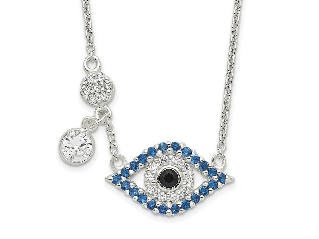 FJC Finejewelers 925 Sterling Silver Polished CZ Evil Eye Necklace 18 Inches