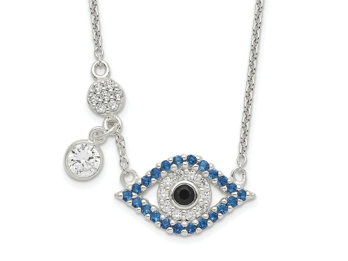 FJC Finejewelers 925 Sterling Silver Polished CZ Evil Eye Necklace 18 Inches