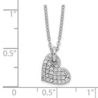 FJC Finejewelers 925 Sterling Silver Rhodium Plated Polished CZ Heart Necklace 18 Inches x 9 mm