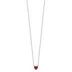 FJC Finejewelers 925 Sterling Silver 18.25in  Polished Red Crystal Heart Necklace 18 Inches x 8 mm