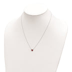FJC Finejewelers 925 Sterling Silver 18.25in  Polished Red Crystal Heart Necklace 18 Inches x 8 mm
