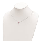FJC Finejewelers 925 Sterling Silver Rhodium Plated Polished Pink Crystal Heart Necklace 18 Inches x 8 mm