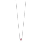 FJC Finejewelers 925 Sterling Silver Rhodium Plated Polished Pink Crystal Heart Necklace 18 Inches x 8 mm