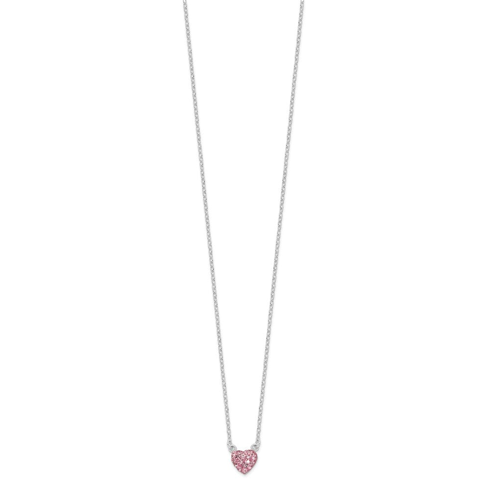 FJC Finejewelers 925 Sterling Silver Rhodium Plated Polished Pink Crystal Heart Necklace 18 Inches x 8 mm