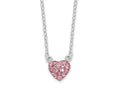 FJC Finejewelers 925 Sterling Silver Rhodium Plated Polished Pink Crystal Heart Necklace 18 Inches x 8 mm