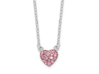 FJC Finejewelers 925 Sterling Silver Rhodium Plated Polished Pink Crystal Heart Necklace 18 Inches x 8 mm