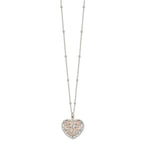 FJC Finejewelers 925 Sterling Silver and Rose-tone Polished Moveable Heart Necklace 16 Inches x 20 mm