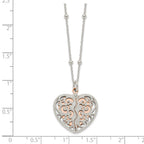 FJC Finejewelers 925 Sterling Silver and Rose-tone Polished Moveable Heart Necklace 16 Inches x 20 mm