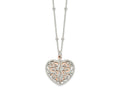 FJC Finejewelers 925 Sterling Silver and Rose-tone Polished Moveable Heart Necklace 16 Inches x 20 mm