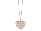 FJC Finejewelers 925 Sterling Silver and Rose-tone Polished Moveable Heart Necklace 16 Inches x 20 mm