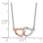 FJC Finejewelers 925 Sterling Silver Cable  Rose Tone Polished Hearts Necklace 18 Inches x 16 mm