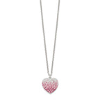 FJC Finejewelers 925 Sterling Silver 18+2in with ext. Pink, Red and Clear CZ Heart Necklace 18 Inches x 14 mm
